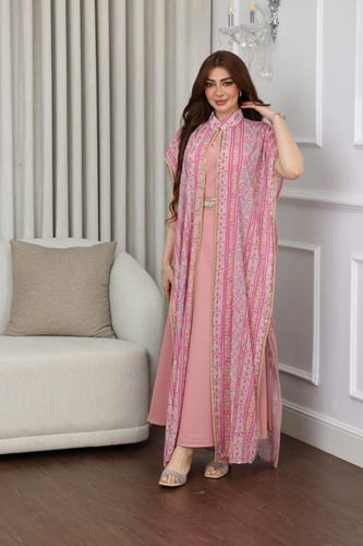 جلابيه قطعتين بقماش مطرز