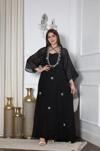 جلابيه لينن قطعتين بتطريز يدوي