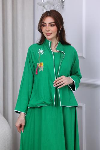 جلابية لينن بتطريز بدوي لليوم الوطني