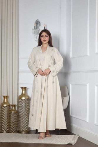 طقم لينن قطعتين بتطريز شك