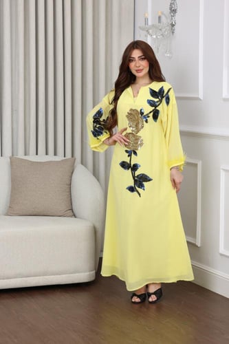 جلابيه شيفون بريش بالكم