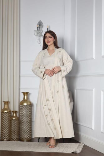 طقم لينن قطعتين بتطريز شك