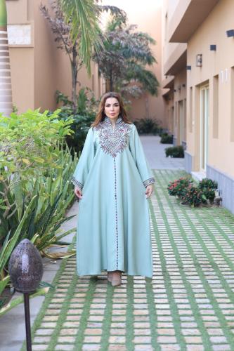 جلابيه بتطريز بالصدر والاكمام للمناسبات الرمضانيه