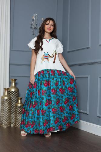 جلابيه لينن شالكي وبتطريز الجمل العربي