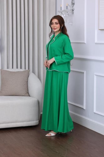 جلابية لينن بتطريز بدوي لليوم الوطني