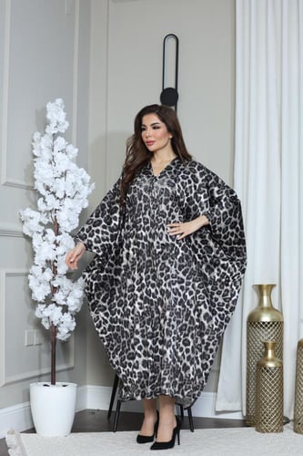 جلابيه ستان نمري بتطريز بالصدر وحزام مخفي