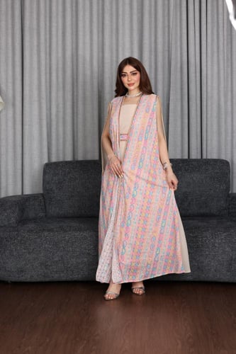 جلابيه قطعتين شيفون مطرز