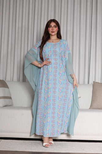 جلابيه شيفون مطرز فراشه