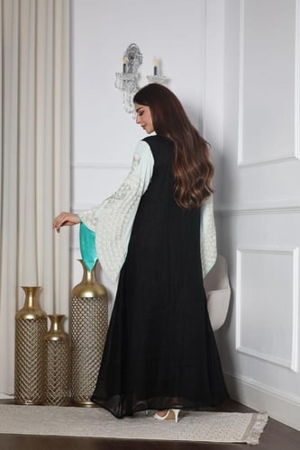 جلابيه لينن بتطريز كمبيوتر وتطريز شك