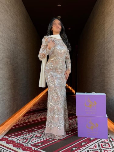 فستان سهره باكمام طويله