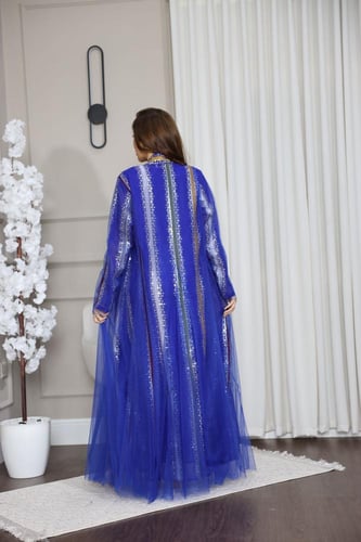 جلابيه قطعتين يخام الشيفون المقلم