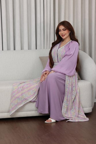 جلابيه قطعتين بتطريز شك يدوي