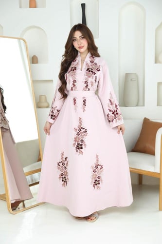 جلابيه بتطريز يدوي بخام الباربي