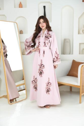 جلابيه بتطريز يدوي بخام الباربي