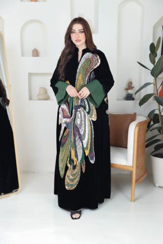 جلابية مخمل بتطريز كلفة