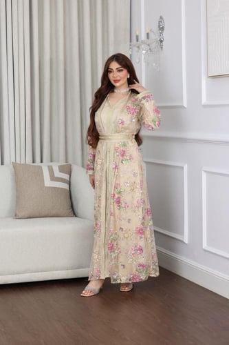 جلابية قفطان مغربي ترتر سهره