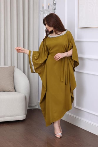 جلابيه استبقال بتطريز يدوي بالكم