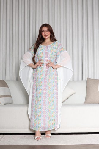 جلابيه شيفون مطرز فراشه