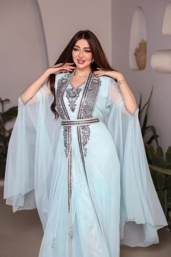 جلابيه سهره بتطريز يدوي قطعتين