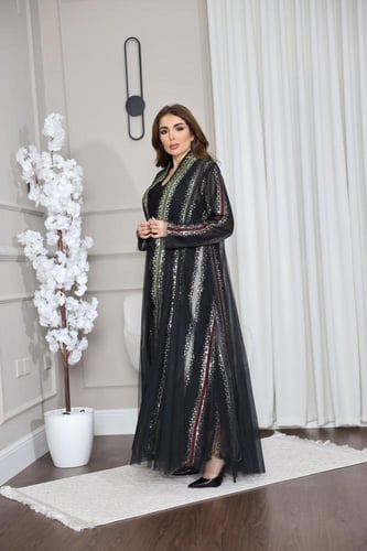 جلابيه قطعتين يخام الشيفون المقلم