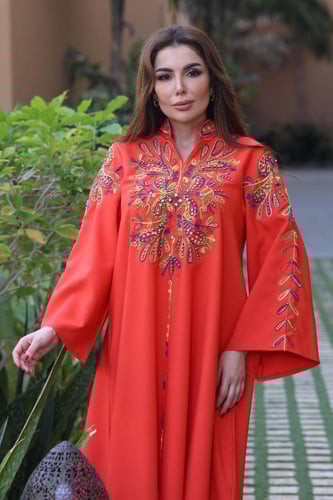 جلابيه بتطريز بالصدر والاكمام للمناسبات الرمضانيه