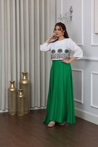 جلابيه لينن بتطريز يدوي