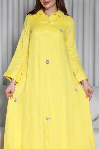 جلابيه لينن تطريز شك