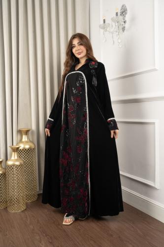جلابيه مخمل بتطريز يدوي