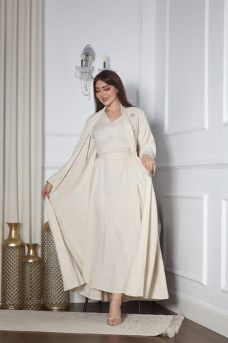 طقم لينن قطعتين بتطريز شك