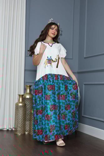 جلابيه لينن شالكي وبتطريز الجمل العربي