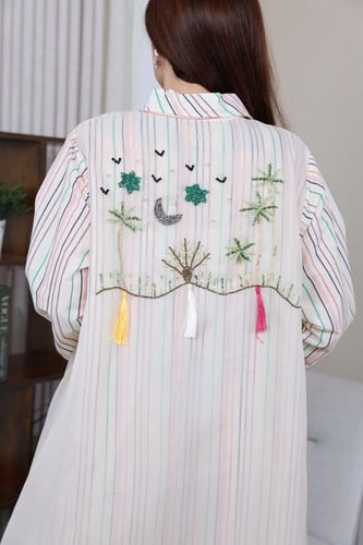 جلابيه بخام الاورنقزا وتطريز يدوي