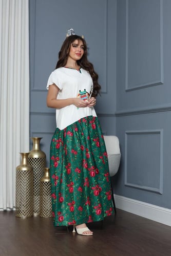 جلابيه لينن شالكي وبتطريز الجمل العربي