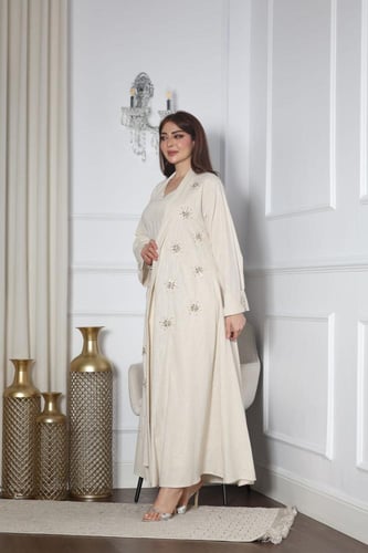 طقم لينن قطعتين بتطريز شك