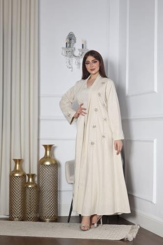 طقم لينن قطعتين بتطريز شك