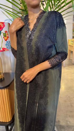 Washed silk abaya