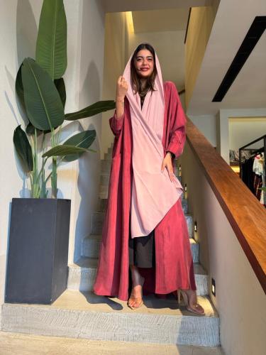 Washed silk abaya