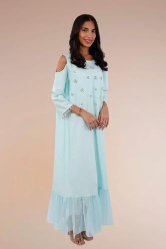 Linen abaya embroidered