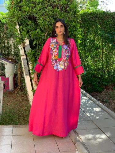 Linen abaya embroidered