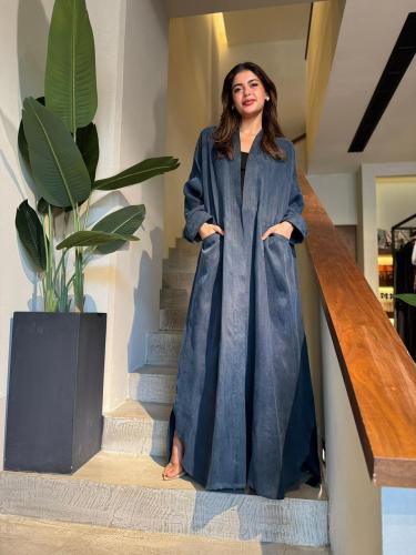 Washed silk abaya