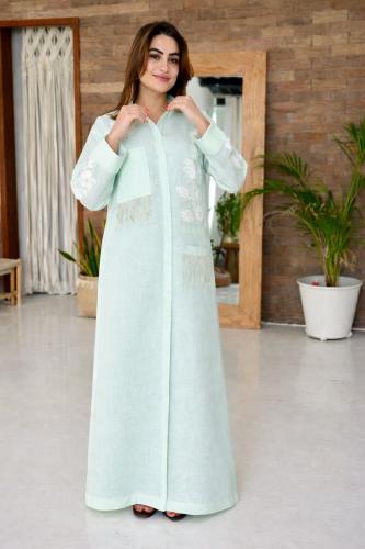 Linen abaya embroidered