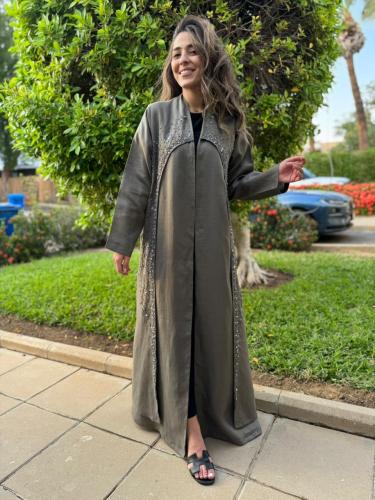 Washed silk abaya