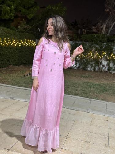 Linen abaya embroidered