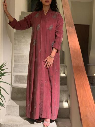 Washed silk abaya