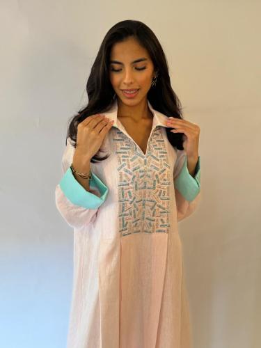 Linen abaya embroidered