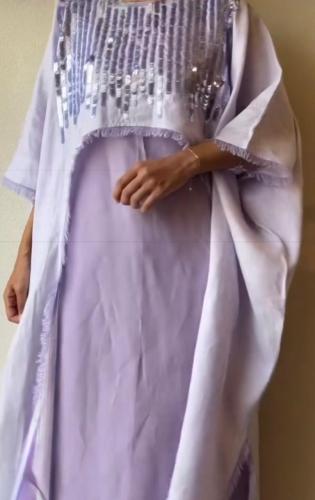Linen abaya embroidered