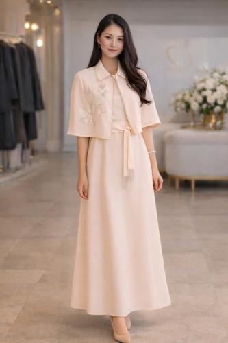 Linen abaya embroidered