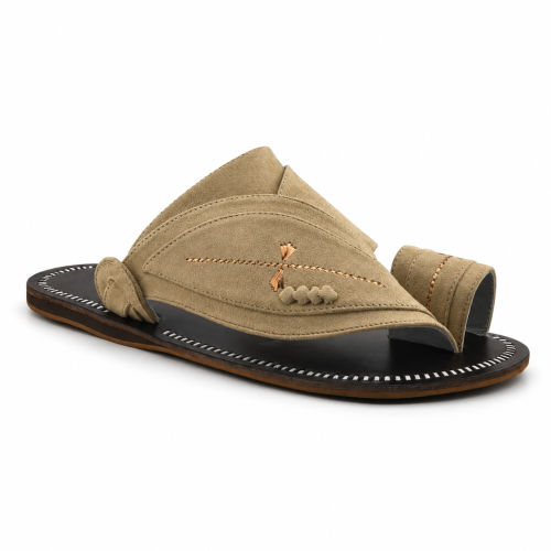 Al Fanoos Handmade Fabric Arabic Sandals for Men - Cream - Style 21001