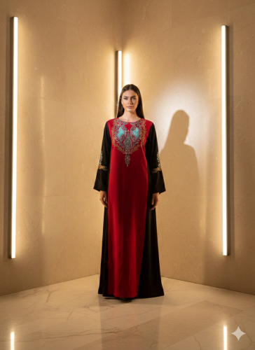 Gown made of crepe fabric