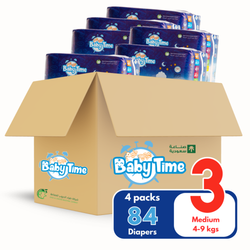 بيبي تايم مقاس (3) - كرتون صغير - 84 حفاض
