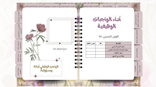 ملف شواهد الأداء الوظيفي - شكل مجلة بتلات الورد -...